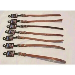 NWT Dog Collars Lot of 7 Brown Leather 9" Metal Hardware Adjustable brand New
